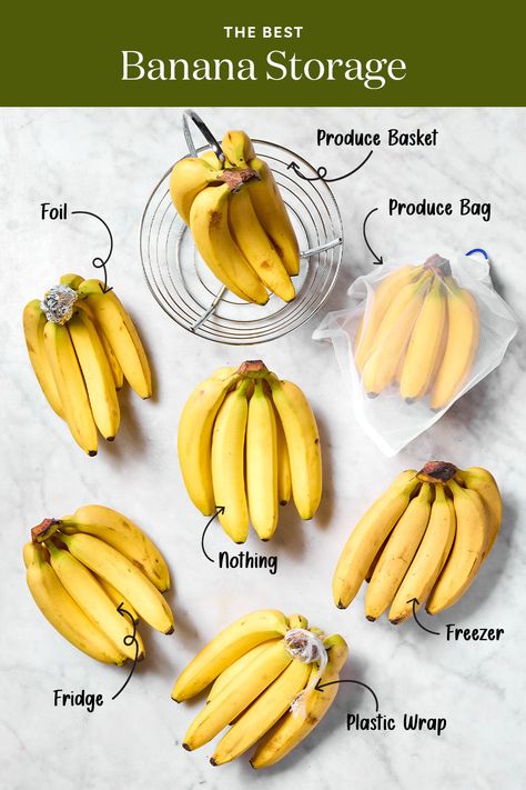 After testing 7 methods, we found the best way to store bananas so they last longer. Storing Bananas, How To Store Bananas, Banana Storage, Keep Bananas Fresh, Kitchen Hacks Food, Never Going Back, Banana Sandwich, Knife Skills, Banana Dessert Recipes