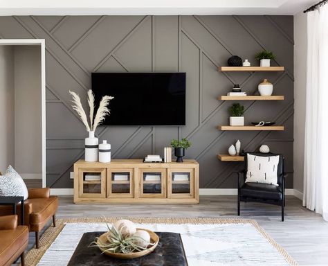 All 📷 by Stephanie, owner on Instagram: “Couldnt resist sharing this beautiful living room and focal wall! I love the variety that each home I shoot has💕 Image for…” Living Room Wall Color, Modern Farmhouse Living, Accent Walls In Living Room, Modern Farmhouse Living Room, Farmhouse Living Room, Beautiful Living Rooms, Great Room, Contemporary Living Room, Farmhouse Living