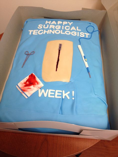 Surgical tech cake 9-25-14 Surgical Tech Week Ideas, Surgical Tech Cake, Scrub Tech Week Gifts, Surgical Tech Week Gift Ideas, Scrub Tech Week, Surgical Tech Week, Vet Cake, Surgical Technologist Week, Surgery Tech