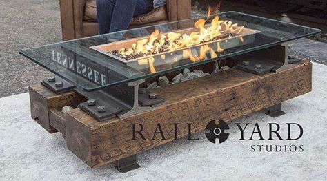 Railroad Furniture, Custom Wood Dining Table, Reclaimed Wood Projects, Industrial Design Furniture, Smart Home Design, Fire Pit Designs, Unique Coffee Table, Diy Furniture Renovation, Diy Home Furniture