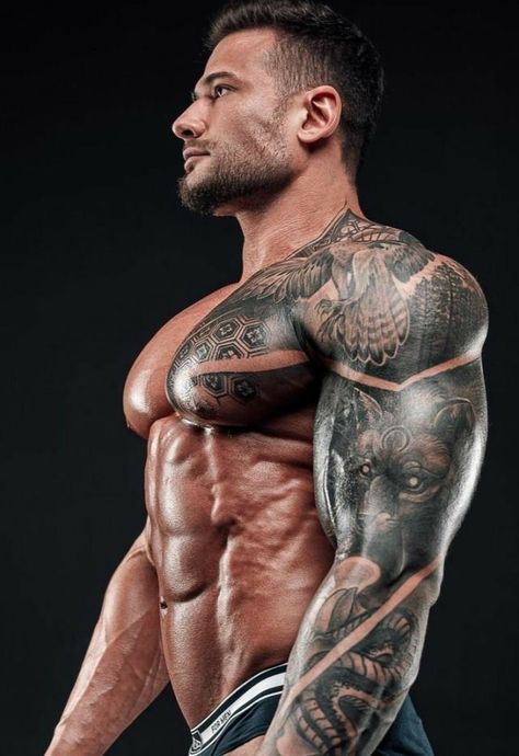 Tattooed Guys, Tattooed Men, Muscle Tattoo, Gym Guys, Ripped Body, Testosterone Booster, Masculine Men, Inked Men, Muscular Men