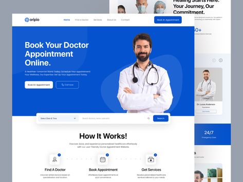 Doctor Appointment Website Design Book An Appointment Web Design, Doctor Website Design Inspiration, Appointment Website Design, Doctor Website Design, Health Website Design, Clinic Website Design, Hospital Website, Login Page Design, Healthcare Website