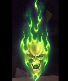 Lpve Green Flaming Dice Tattoo, Tazmania Devil, Airbrush Skull, Kristanna Loken, Dice Tattoo, Airbrush Stencils, Evil Skull Tattoo, Ghost Rider Wallpaper, Dodge Charger For Sale