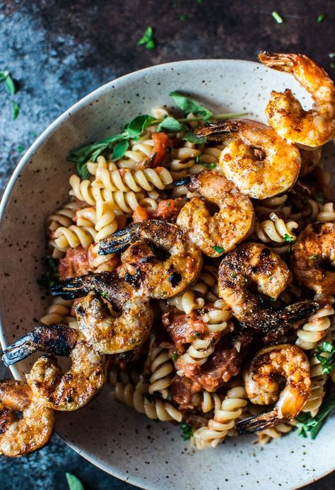 Pasta With Shrimp, Recipes Shrimp, Spicy Pasta, Pastas Recipes, Grilled Prawns, Bbq Pork Ribs, Bbq Shrimp, Grilled Shrimp Recipes, Pork Rib Recipes