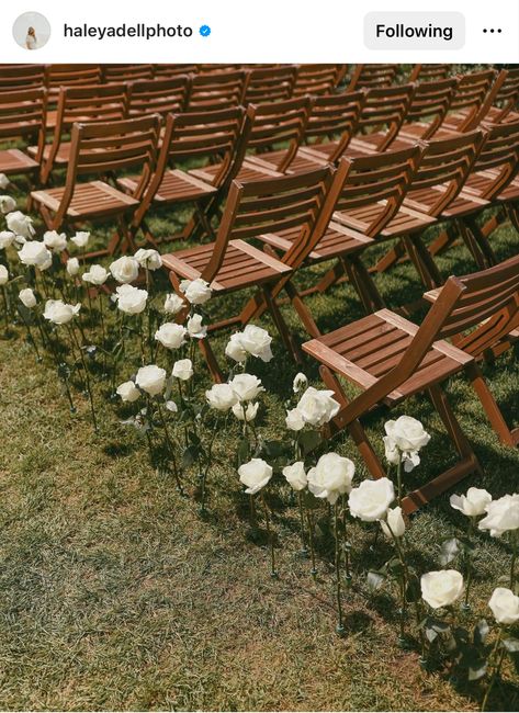 Outdoor Wedding Aisle Ideas Benches, Wedding Isles Decoration Outdoors, Floor Florals Wedding Ceremony, Simple Wedding Aisle Decor, Ceremony Benches, Wedding Aisle Decorations Outdoor, Wedding Aisle Flowers, Flower Aisle, Wedding Walkway