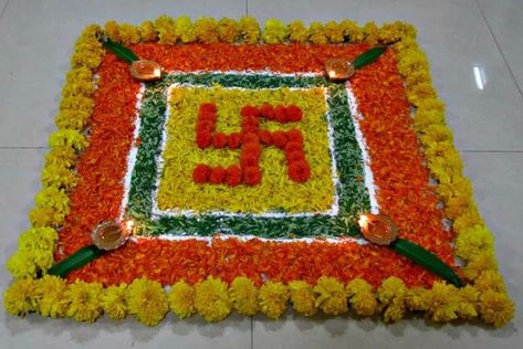 What are Top Flower Rangoli Designs Images 2019 ? Panchmasiyu Decoration, Diva Rangoli, Om Rangoli, Swastik Rangoli Designs, Round Rangoli, God Rangoli, Bird Rangoli, Swastik Rangoli, Rangoli Designs For Diwali