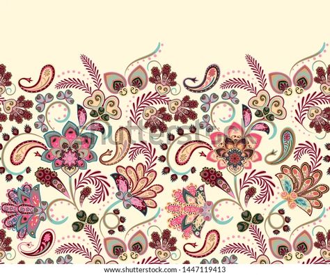 Flower Pattern Design Prints, Mughal Art Paintings, Fantasy Flowers, Design Pattern Art, Kalamkari Painting, Teal Art, Paisley Flower, Print Design Art, Monochrome Pattern