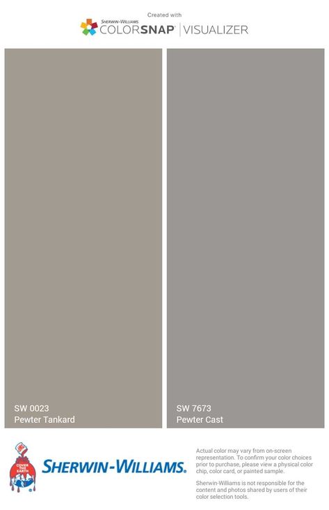 Pewter Tankard Sherwin Williams Exterior, Pewter Tankard Sherwin Williams, Light Gray Paint Colors, Colors For Walls, Paint Color Visualizer, Warm Grey Paint Colors, Warm Gray Paint, Light Grey Paint Colors, Gray Paint Colors