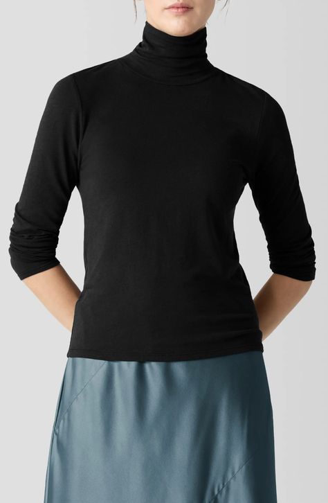 Eileen Fisher Turtleneck Top | Nordstrom Turtleneck T Shirt, Boxy Top, Latest T Shirt, Womens Turtleneck, Turtleneck Top, Closet Staples, Turtle Neck Top, Jersey Top, Free Fabric