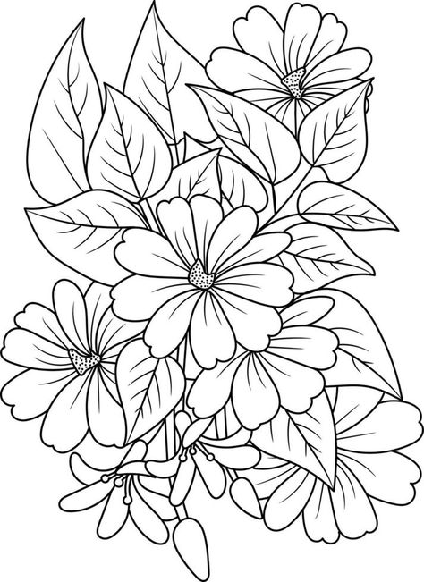 Flower Coloring Sheets, Printable Flower Coloring Pages, Drawing Pages, Leaf Outline, Printable Flower, Adult Coloring Designs, Printable Adult Coloring Pages, Flower Printable, Outline Drawings