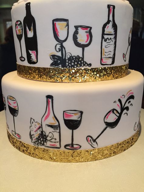 37 Birthday Party Ideas For Women, Wine Birthday Cake, Wine Theme Cakes, Birthday Cake Wine, 40th Birthday Cake For Women, Ideas For Birthday Cake, Birthday Cake For Women, 24th Birthday Cake, Cake For Women