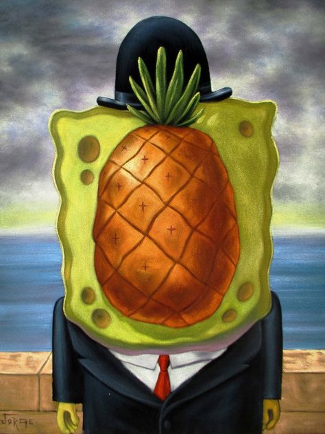 Cartoon Canvas Painting, Spongebob Art, Retro Bob, Spongebob Cartoon, Dark Academia Wallpaper, Spongebob Painting, Cartoon Canvas, Arte Van Gogh, Art Parody