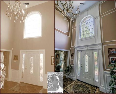 Foyer Wall Decor, Front Doors Ideas, Traditional Decor Southern, Foyer Wall, Wallpapers Home, High Ceiling Living Room, Living Room Window, Doors Ideas, Foyer Decor