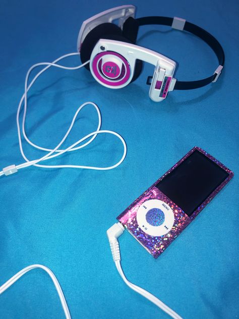 my pink koss porta pro headphones & holographic ipod nano 2000s Headphones Aesthetic, Headphones 2000s, 2000s Headphones, Koss Porta Pro Headphones, Y2k Headphones, Y2k Institute, Koss Porta Pro, Ipod Headphones, Female Manipulator