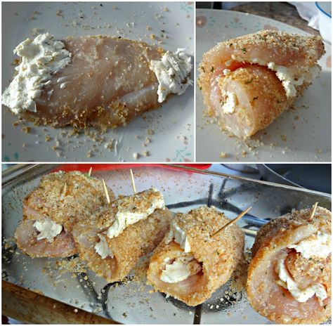 The Cooking Actress: Garlic Cheese Chicken Roll-Ups (UPDATED PHOTOS) Garlic Cheese Spread, Chicken Breast Cutlets, Baked Breaded Chicken, Chicken Roll Ups, Chicken Breast Cutlet, Chicken Cutlet, Chicken Roll, Roll Ups Recipes, Chicken Recipies