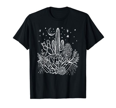 PRICES MAY VARY. Solid colors: 100% Cotton; Heather Grey: 90% Cotton, 10% Polyester; All Other Heathers: 50% Cotton, 50% Polyester Imported Pull On closure Machine Wash Cactus design, Crystals drawing, Succulents art, Witchy design, Punk art Goth design, Gothic art, Black and white illustration, Moon Tee Lightweight, Classic fit, Double-needle sleeve and bottom hem Drawing Succulents, Crystals Drawing, Succulents Art, Desert Moon, Punk Tee, Nature Witch, Witchy Goth, Punk Design, Punk T Shirt