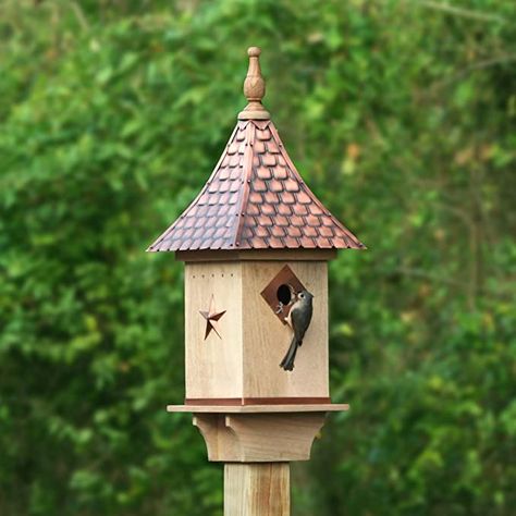 Purple Martin House, Shingle House, Garden Poles, Copper Roof, Hobbit House, Unique Gardens, House Roof, Roof Shingles, Solid Mango Wood