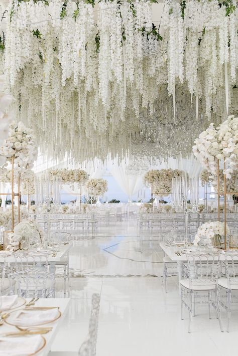 Wedding Reception Dance Floor, White Weddings Reception, White Wedding Decorations, Wedding Wows, Dream Wedding Reception, Wedding Setup, Dance Floor Wedding, White Wedding Theme, Luxury Wedding Decor