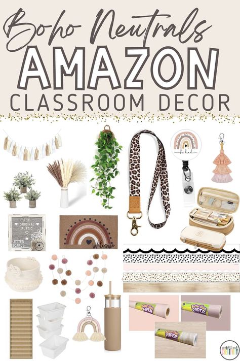 Looking for other decor ideas to go with your Boho Neutrals classroom? Check out these fantastic and affordable Amazon must-haves for your boho neutrals-themed classroom! These classroom decor items will be the perfect way to transform your classroom into your home away from home! Boho classroom decor ideas // Amazon classroom must haves // Neutral classroom decor // Amazon classroom finds // Classroom ideas // Calming Classroom decor Amazon Classroom Must Haves, Boho Classroom Decor Ideas, Calming Classroom Decor, Amazon Classroom, Calming Classroom, Classroom Must Haves, Neutral Classroom, Classroom Decor Ideas, Boho Classroom Decor