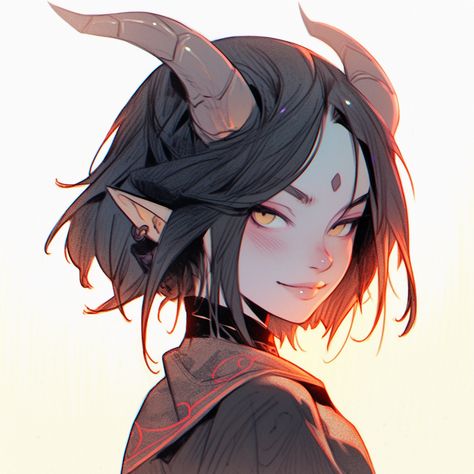 Character reference of a Demon Girl/Tiefling. Fantasy character design. AI OC. Dnd Tiefling, Dragon Girl, Demon Girl, Dungeons And Dragons Characters, Dnd Art, D&d Dungeons And Dragons, Art Prompts, Character Reference, Dnd Characters