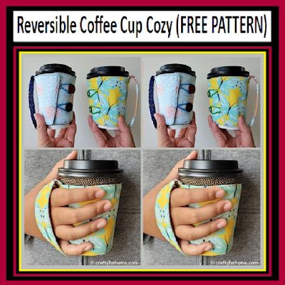 Reversible Coffee Cup Cozy (FREE PATTERN) Coffee Cosy Pattern, Coffee Cup Cozy Template, Iced Coffee Sleeve Pattern, Coffee Cup Sleeve Pattern, Coffee Cup Cozy Sewing Free Pattern, Cup Cozy Template Free Printable, Witch And Warlock, Coffee Cup Cozy Pattern, Diy Coffee Sleeve