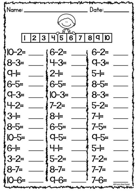 Subtraction Worksheet FREEBIE: Basic Subtraction Worksheets, Year 1 Maths Worksheets, Oppgaver For Barn, Basic Subtraction, Year 1 Maths, Math Subtraction, Subtraction Activities, Addition And Subtraction Worksheets, Mathematics Worksheets