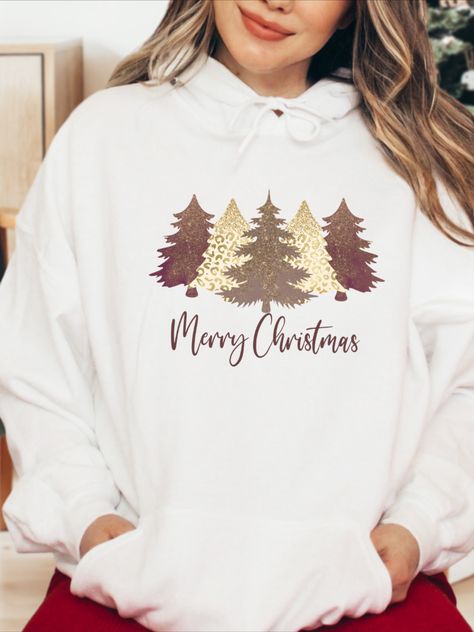 Christmas Hoodies Design, Neutral Hoodie, Christmas Burgundy, Slogan Clothing, Christmas Tree Pink, Hoodie Design Ideas, Christmas Tree Hoodie, Holiday Tees, Burgundy Christmas