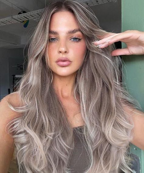 🌸 Get the perfect summer look with the EALGA Ash Brown Wig! This stunning lace front wig features a beautiful ombre silver blonde hair color with brown roots for a natural look. The 22-inch length and wavy texture add a touch of elegance. No need for glue with this glueless wig! Perfect for any occasion. 💁‍♀️✨ #AD #CommissionsEarned Silver Blonde Hair, Ash Hair, Ash Brown Hair, Brown Hair Inspo, Silver Blonde, Ash Blonde Hair, Ash Brown, Hair Color And Cut, Middle Part