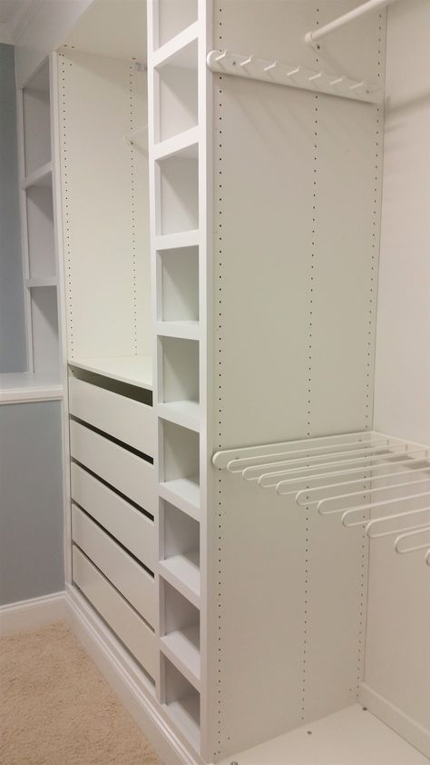 The ultimate Ikea PAX wardrobe hack! I used Ikea PAX to make custom built-ins for my master closet and the results are amazing. The closet is now beautifully organized. Ikea Closet Hack, Pax Hack, Ikea Closet Organizer, Ikea Pax Hack, Ikea Pax Closet, Pax Closet, Closet Ikea, Master Closet Organization, Ikea Wardrobe