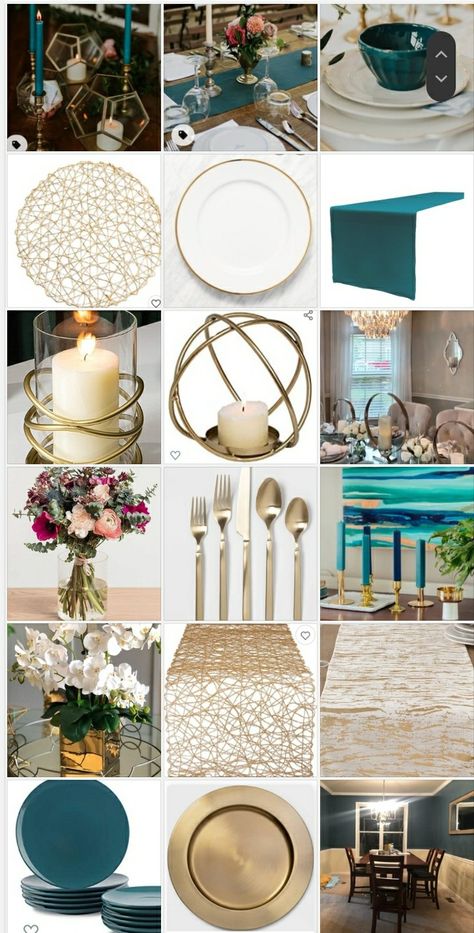 Teal And Gold Dining Room, Dining Mood Board, Dining Room Teal, Gold Dining Room, Gold Dining, Teal Accents, Teal And Gold, Office Design, Dinner Party