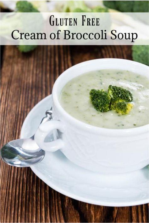 Delicious gluten free cream of broccoli soup recipe. So comforting and easy on the tummy! #glutenfreerecipes #glutenfreebroccolisoup #broccolisoup #creamofbroccolisoup #souprecipes #healthyrecipes #realfoodrecipes Gluten Free Cream Of Broccoli Soup, Gluten Free Potato Soup, Gluten Free Chicken Soup, Cream Of Broccoli Soup Recipe, Broccoli Soup Recipe, Cream Based Soups, Gluten Free Soup Recipes Glutenfree, Cream Of Broccoli, Cream Of Broccoli Soup