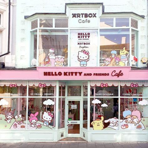 Sanrio Cafe, Hello Kitty Cafe Roblox Design, Roblox Bacon Girl Drawing, Hello Kitty Cafe Exterior, My Hello Kitty Cafe, Hello Kitty Cafe Truck, Cafe Hello Kitty, Pink Velvet Cupcakes, Sanrio Cafe Japan