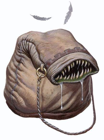 bag of devouring Bag Of Holding Art, Dungeons And Dragons Monsters, Mimic Monster, Cursed Items, Magical Item, Bag Of Holding, Magical Items, D D Items, Heroic Fantasy