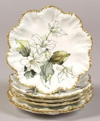 Sold at auction Set of Six Hand-painted Limoges Porcelain Floral Dessert Plates Auction Number 2328 Lot Number 869 | Skinner Auctioneers Porcelain Painting Ideas Plate, Porcelain Painting Ideas, Limoges Porcelain Plates, Floral Dessert, Plates For Sale, Pretty Plates, Floral Plates, Painted Plates, Limoges Porcelain