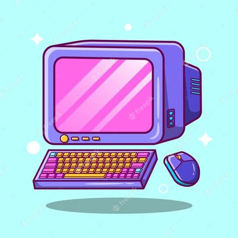 Premium Vector | Computer flat cartoon vector. flat cartoon style premium vector Drawing Of A Computer, Cartoon Tv Drawing, Neuromorphic Computing, Digital Illustration Inspiration, Gaming Cafe, Pc Drawing, Computer Cartoon, Computer Illustration, Digital Art Software