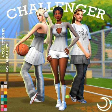 CHALLENGER COLLECTION - IMVIKAI X OAKIYO (14 ITEMS) | Patreon Sims 4 Cheats, Sims 4 Cas Mods, Sims 4 Family, Sportswear Collection, Pelo Sims, Sims 4 Mm Cc, Tumblr Sims 4, Sims 4 Cc Folder, Casas The Sims 4