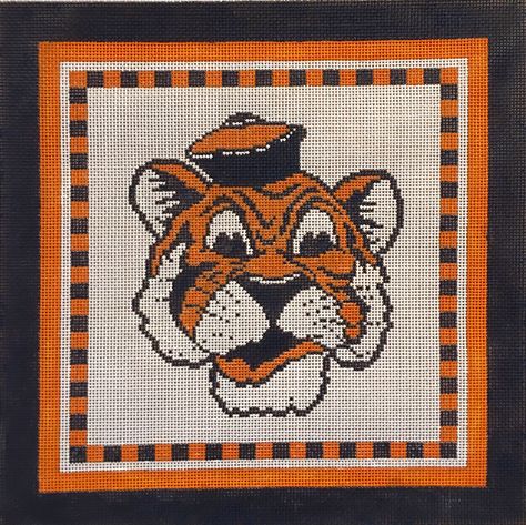 Auburn Tigers, Needlepoint Canvases, Canvas Designs, College Football, Auburn, Tigers, Needlepoint, Hand Painted, Football