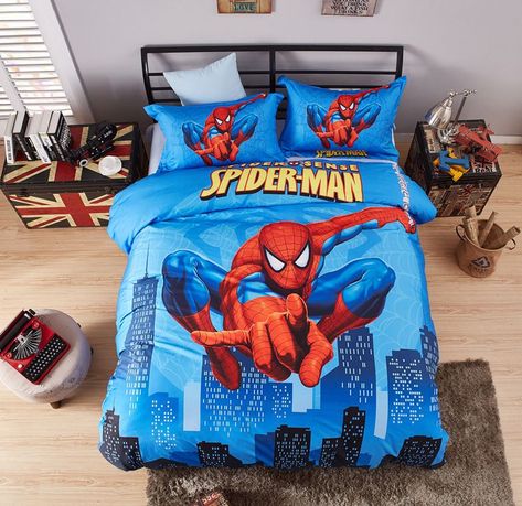 Spider Sense Spider-Man Bedding Set Mav-0223 Spiderman Bed, Marvel Bedding, Light Blue Bedding, Mens Bedding Sets, Superhero Bedding, Disney Bedding, Kids Comforters, Blue Bedding Sets, Kids Bedding Sets