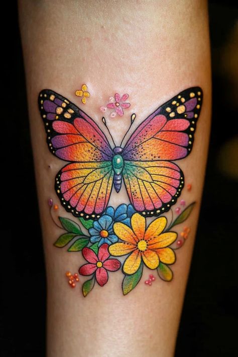 butterfly 10 Watercolor Butterfly Tattoo, Dot Nail Art Designs, Colorful Butterfly Tattoo, Concept Tattoo, Favorite Tattoos, Stitch Tattoo, Tattoo Concepts, Dot Nail Art, Watercolor Butterfly