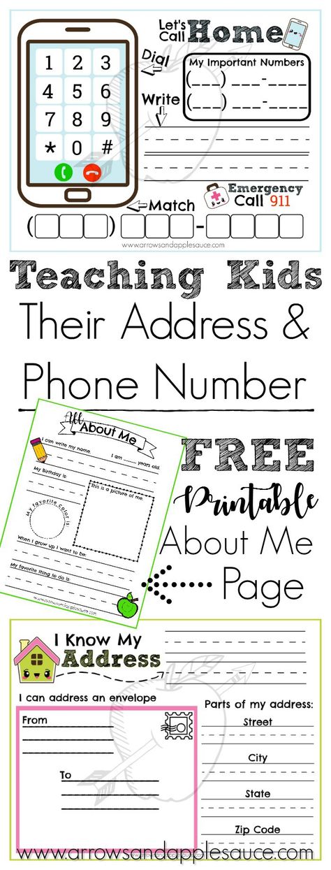 About Me Address and Phone Number Printable - Homeschool Printables for Free Address An Envelope, Number Activity, Kindergarten Readiness, Number Activities, Homeschool Kindergarten, Homeschool Printables, Summer Learning, Educational Printables, Learning To Write