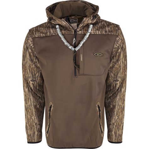 Softshell interlock material, Magnattach™ Call Pocket on the left chest, Lower zipped pockets, Mesh-lined sleeves for easy on/off, Deep quarter-zip neck, Fleece-lined hood with drawstring and elastic waist hem. Lanyard and Bands pictured are not included. Bands only come when you hunt and harvest waterfowl that have been banded. 100% Polyester Fleece-lined hood with drawstring Softshell interlock fabric Magnattach™ vertical pocket Lower pockets with zippers Mesh-lined sleeves for mobility Deep q Country Boy Outfits, Drake Waterfowl, Old Row, Waterfowl Hunting, Quarter Zip Hoodie, Band Pictures, Southern Shirts, Mens Lifestyle, Lifestyle Clothing