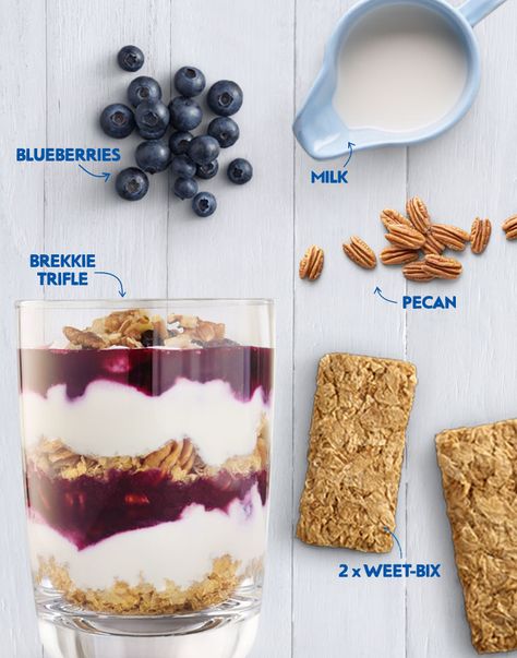 Try Weet-Bix trifle for a treat that delivers fibre & fruit – while being just a little indulgent. Weet Bix Recipe, Weet Bix Recipes Breakfast, Weetbix Breakfast, Weetbix Recipes, Clean Eating Salads, Calorie Deficit, Food Pin, Breakfast Treats, Kids Snacks