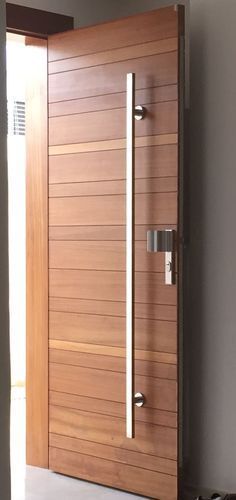 Pintu Interior, Wooden Door Entrance, Flush Door Design, Modern Wooden Doors, House Main Door, Modern Exterior Doors, Single Door Design, House Main Door Design, Wooden Front Door