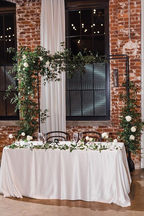 Sweetheart Table Greenery, Table Greenery, Gallery Photography, Barn Wedding Reception, Arch Backdrop, Sweetheart Table, Barn Wedding, Wedding Reception, Arch