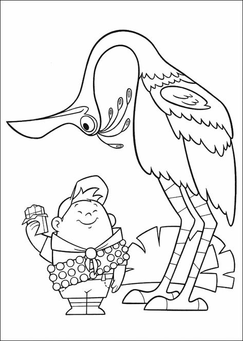 Up Coloring Pages, Disney Movie Up, Up Pixar, Up The Movie, Disney Pixar Up, Disney Up, Halloween Coloring Book, Pink Images, Bird Coloring Pages