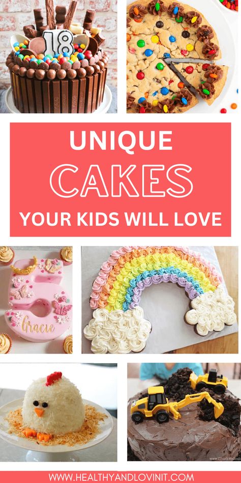 These birthday cake ideas for kids are so fun and cute! There are vanilla cakes, chocolate cakes, aesthetic cakes with buttercream frosting, easy birthday cakes, girly cakes, cakes for boys and an unicorn cake! There are quick simple homemade cake recipes and some harder unique cake designs. birthday party ideas, trendy cakes, beautiful cakes, cake decorating ideas 2 Yo Birthday Cake, Non Cake Birthday Cakes, Birthday Cake Alternatives For Kids, Small Cakes Ideas Birthdays, Easy Cake Decorating Birthday, Cool Cake Ideas, Decorate Birthday Cake, Easy Birthday Cakes, Easy Birthday Cake Ideas