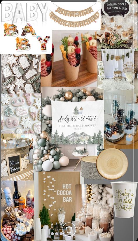 Winter baby shower Baby It's Cold Outside Baby Shower Ideas, Winter Baby Shower Party Favors, Baby Its Cold Outside Baby Shower Theme, Winter Forest Baby Shower Theme, Winter Forest Baby Shower, January Baby Shower Themes, Forest Baby Shower Theme, January Baby Shower, January Baby