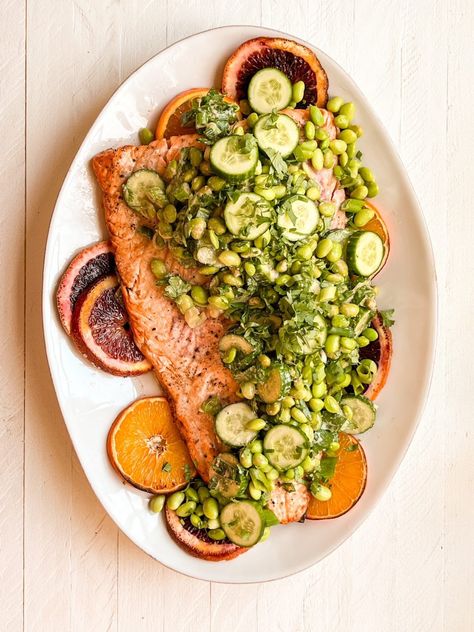 Salmon Edamame Salad, Asian Edamame, Salmon Edamame, Edamame Recipes, Edamame Salad, Orange Salmon, Protein Diet, Meals To Make, Healthy Recipies