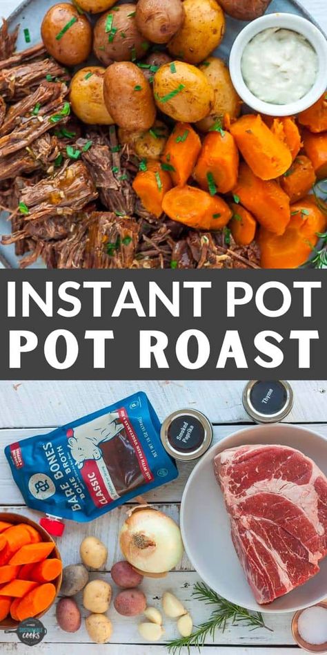 Fall-apart tender, this Instant Pot Chuck Roast is the ultimate comfort food. You can get an "it cooked all day flavor" in a fraction of the time thanks to using an Instant Pot. Instant Pot Beef Roast, Instant Pot Chuck Roast, The Best Pot Roast, Pressure Cooker Pot Roast, Instant Pot Pot Roast, Batch Recipes, Best Pot Roast, Cooking A Roast, Beef Pot Roast