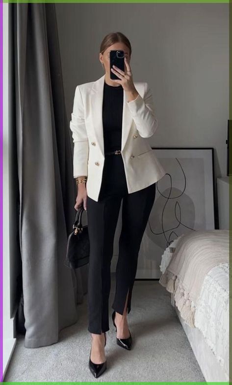 Bank Interview Outfit For Women, Court Outfits, Corporate Fits, Interview Outfit Ideas, White Blazer Outfits, Conference Outfit, Corporate Outfit, Dti Theme, Job Interview Outfit